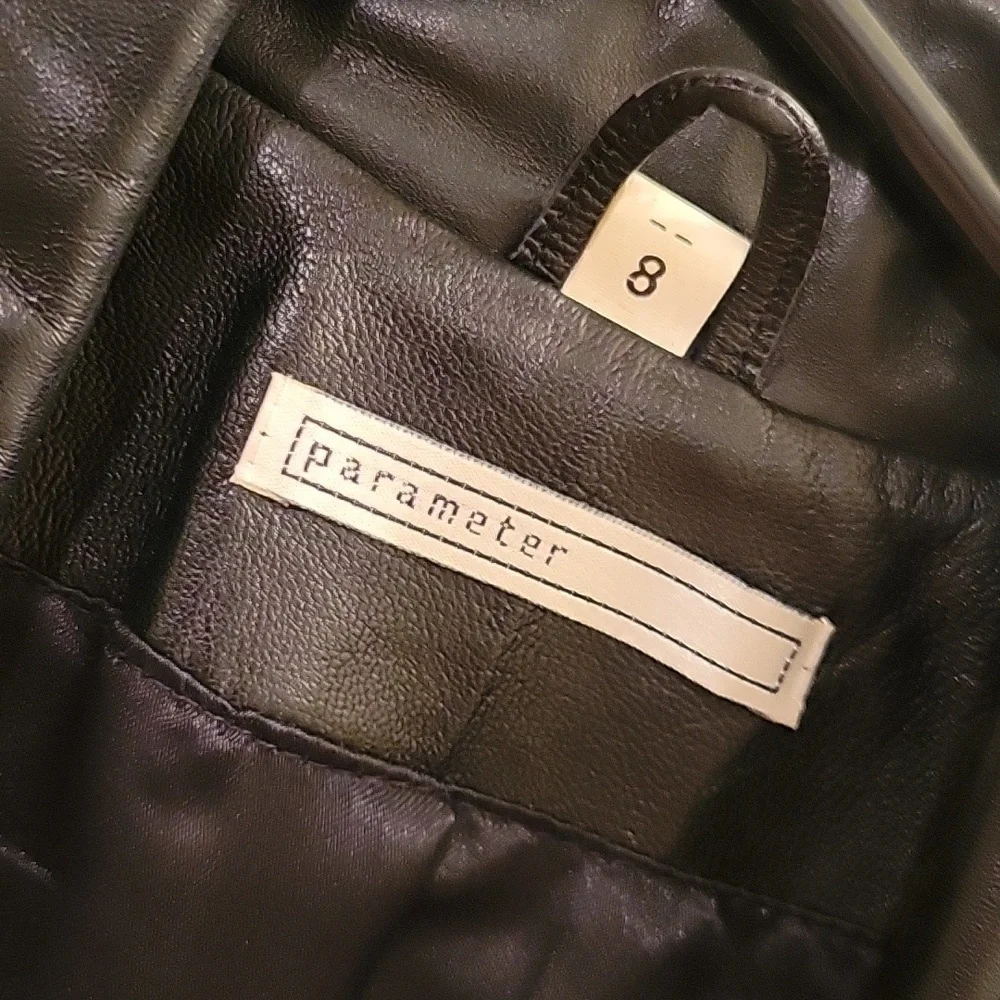 Vintage 90s Leather Jacket Size‎ 8 Black Grunge Baddie Button